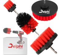DELPHI Lot de 3 brosses pour perceuse-visseuse sans fil - Brosse de nettoyage pour jantes, carrelage, cuisine, sols, voiture - Pour détails de voiture, maison et artisans