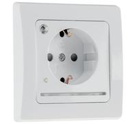 DELPHI Prise de courant avec contact de protection avec éclairage 250 V 16 A DELPHI Lumière LED avec capteur crépusculaire Interrupteur marche/arrêt Blanc