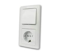 Delphi Prise double avec interrupteur Blanc 230 V Prise avec contact de protection et interrupteur va-et-vient Cadre confortable Connexion à pince