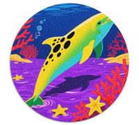 Delphin Mit 1000 Teilen Puzzles Tier Rundes Puzzle Geeignet AB 12 Jahren Pädagogisches Für Erwachsene Kinder Buntes Tier Geschenke 1000pcs (67.5x67.5cm)