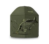 Delphin Parapluie de Pêche BigONE CARP 250cm | Tente Parapluie avec Paroi 3/4 | Abri de Pêche Carpe Imperméable et Inclinable | Parasol Motif Carpe pour 2 Sièges, Piquets Inclus