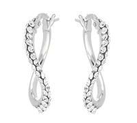 DelPia, Boucles d'Oreilles 2begold Or 18 carats Argent Sterling 925 Ovales à Vague Blanc avec Cristaux (10x15)