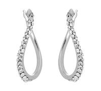 DelPia, Boucles d'Oreilles 2begold Or 18 carats Argent Sterling 925 Ovales à Vague Blanc avec Cristaux