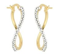 DelPia, Boucles d'Oreilles 2begold Or 18 carats Argent Sterling 925 Ovales à Vague Blanc avec Cristaux