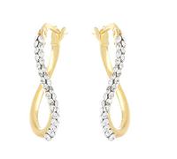 DelPia, Boucles d'Oreilles 2begold Or 18 carats Argent Sterling 925 Ovales à Vague Jaune avec Cristaux (11X19)