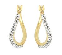 DelPia, Boucles d'Oreilles 2begold Or 18 carats Argent Sterling 925 Ovales à Vague Jaune avec Cristaux (10x15)
