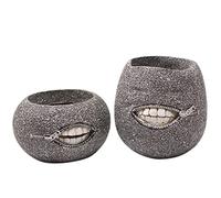 delr Lot de 2 jardinières pour visage, 2 pièces, avec bouche, pot pour plantes en résine avec bouche, support pour bonsaï pour plantes succulentes de table, jardinière pour le visage unique