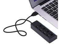 delr Multiples ports USB pour ordinateurs portables | Répartiteur de données USB 2.0 à 4 ports avec interrupteurs d'alimentation LED individuels | Extendeur multiport pour PC et ordinateur portable,