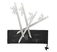 delr Pari de camping en métal résistant pour tente, 4 pièces résistantes, non soudées, sans piquets qui se cassent avec un sac de rangement unique pour sol mou