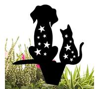 delr Piquets pour chats | Art jardin acrylique, piquets animaux de jardin en 2D, décoration pour la maison en plein air, découpes, statuette chat, fleurs