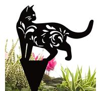 delr Piquets pour chats - chat imperméable en acrylique, piquets animaux pour jardin en 2D, décoration pour la maison en plein air, découpes, statuette chat, fleurs