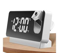 delr Projection, Horloge numérique domestique avec projecteur 180° - Projection horloge numérique sur le mur du plafond, 12/24 heures, tête double, écran LED, écran température