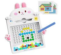 delr Table de dessin magnétique pour enfants - Bunny Doodle Board avec stylo magnétique - Tapis pour tablette avec aimant à perles, tableau de bord pour écriture réutilisable effaçable, playset