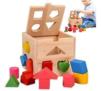 delr Trieur de formes - Jouets de tri assortis à la géométrie des blocs de construction en bois lisses - Jeux d'apprentissage amusants de la mémoire intérieure pour enfants