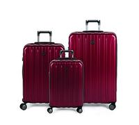 Delsey Bagages rigides Extensibles en Titane 48 x 63 x 73 cm, Cerise Noire, 3-Piece Set (21/25/29), Valise Rigide Extensible en Titane avec roulettes pivotantes