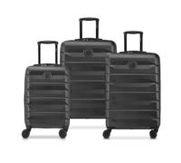 DELSEY Paris - AIR Armour - Set de 3 valises rigides - Noir | Coque solide & légère, Garantie 5 ans, Serrure TSA, Bagage cabine slim, Lot de valises, Extensible, 4 doubles roues, ABS