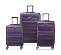 DELSEY Paris - AIR Armour - Set de 3 valises rigides - Violet foncé | Coque solide & légère, Garantie 5 ans, Serrure TSA, Lot de valises, Extensible, 4 doubles roues, ABS