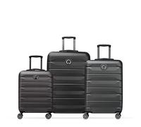 DELSEY PARIS - AIR Armour - Set de valises rigides - Noir | Coque solide & légère, Garantie 5 ans, Serrure TSA, Lot de valises, Extensible, 4 doubles roues, ABS