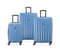 DELSEY PARIS - LONGITUDE - Set de 3 valises rigides - Bleu | Coque solide & légère, Garantie 10 ans, Serrure TSA, Bagage cabine slim, Lot de valises, Extensible, 4 doubles roues