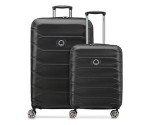 Delsey Paris Set de valises à 4 roues Meteor S+L avec soufflet d'extension noir