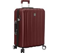 Delsey Valise à hélium en Titane Extensible 63,5 cm, Noir/Rouge Cerise, Checked-Medium 25 inch, Valise Rigide Extensible en Titane avec roulettes pivotantes