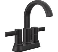 Delta Albion 25855LF-BL Robinet de salle de bain à 2 poignées, robinet d'évier de salle de bain Delta Centerset en métal, débit de 1,2 GPM, noir mat