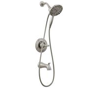 Delta Arvo 144840-SP-I Ensemble de robinet de douche en nickel brossé série 14 avec double pommeau de douche In2ition 2 en 1 avec pulvérisateur à main, kit de garniture de valve, spotshield inoxydable