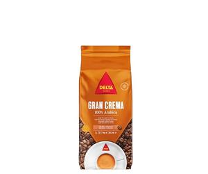 Delta Cafés Gran Crema, Café en grains 1 kg, Intensité 9 | Mélange de grains torréfiés 100 % Arabica de Colombie et du Guatemala, Crémeux aux notes de cacao et caramel
