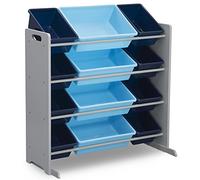 Delta Children Kids Toy Storage Organizer with 12 Plastic Bins - Greenguard Gold Certified, Grey/Blue