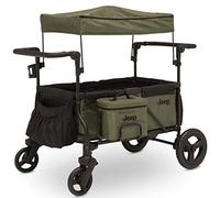 Delta Children Poussette Jeep Deluxe Wrangler - Comprend Un Sac Isotherme, Un Organisateur pour Parents et Un Adaptateur de siège Auto, Noir/Vert