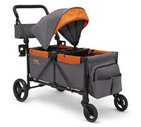 Delta Children Poussette tout-terrain Jeep Sport - Comprend auvent, organisateur pour parents, guidon réglable, plateau à goûter et porte-gobelets, gris/feu de camp