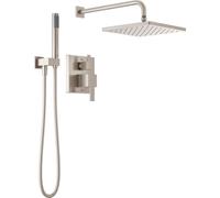 Delta Ensemble de robinet de douche carré moderne série 14, pommeau de douche et poignée en nickel brossé, kit de garniture de valve, 25,4 cm, Spotshield inoxydable 342701-SP