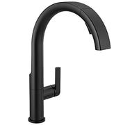 Delta Faucet 19824LF-BL Keele Robinet de Cuisine à poignée Unique Tirez vers Le Bas, Noir Mat, Standard