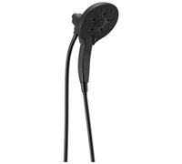 Delta Faucet 5-Spray In2ition Pommeau de douche 2 en 1 à double main avec tuyau, pommeau de douche H2Okinetic avec station d'accueil magnétique, pommeau de douche noir, noir mat 58620-BL-PK