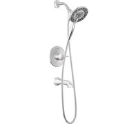 Delta Faucet Albion 14 Series Ensemble de robinets de baignoire et de douche à poignée unique, kit de garniture de douche chromée avec pommeau de douche double à main In2ition 2 en 1 à 4 réglages,