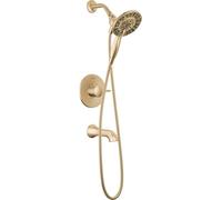 Delta Faucet Albion 14 Series Ensemble de robinets de baignoire et de douche à poignée unique, kit de garniture de douche dorée avec double pommeau de douche In2ition 2 en 1 à 4 réglages, bronze