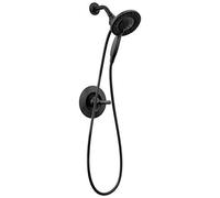 Delta Faucet Arvo 142840-BL-I Robinet de douche à poignée unique, kit de garniture de douche avec 4 jets In2ition 2 en 1 double pommeau de douche avec tuyau, noir mat (valve incluse)