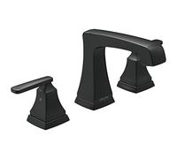 Delta Faucet Ashlyn Robinet de salle de bain répandu à 3 trous, robinet de salle de bain noir mat, robinet d'évier de salle de bain, technologie Diamond Seal, assemblage de vidange métallique, noir