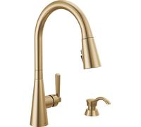 Delta Faucet Boyd Robinet de cuisine avec distributeur de savon, robinets de cuisine avec pulvérisateur extractible, robinet d'évier de cuisine avec tête de pulvérisation magnétique, bronze champagne