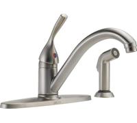 Delta Faucet Classic Single-Handle Kitchen Sink Faucet with Side Sprayer in Matching Finish, Stainless 400-SS-DST