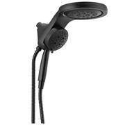 Delta Faucet HydroRain 58680-BL25 Pommeau de douche 2 en 1 avec douchette d'in2ition à 5 pulvérisations, pommeau de douche H2Okinetic noir mat avec tuyau, noir mat