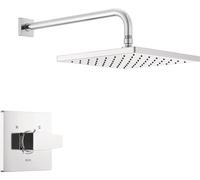 Delta Faucet Kit de garniture de valve de douche moderne Raincan Square monofonction chromé, ensemble de robinet de douche, pommeau de douche effet pluie, kit de garniture de douche Delta, chrome