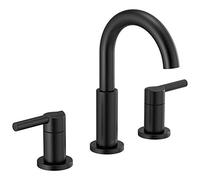 Delta Faucet Nicoli Robinet de salle de bain généralisé à 3 trous, robinet de salle de bain noir mat, robinet d'évier de salle de bain, assemblage de drainage, noir mat 35749LF-BL