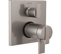 Delta Faucet T27T867-SS, Stainless Ara Angular Modern TempAssure 17T Series Valve Trim with 3-Setting Integrated Diverter