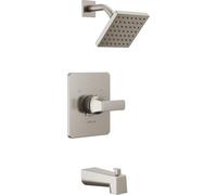 Delta Faucet Velum 14 Series Ensemble de robinet de baignoire et de douche en nickel brossé à fonction unique, kit de garniture de soupape, poignée de douche, kit de garniture de douche Delta,