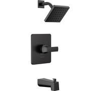 Delta Faucet Velum 14 Series Ensemble de robinet de baignoire et de douche noir à fonction unique, kit de garniture de valve, poignée de douche, kit de garniture de douche Delta T14437-BL (valve non