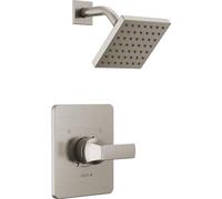 Delta Faucet Velum 14 Series Ensemble de robinet de douche en nickel brossé à une fonction, kit de garniture de valve, poignée de douche, kit de garniture de douche Delta en acier inoxydable T14237-SS