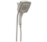 Delta H2Okinetic 58474-SS-PR25 In2ition Pommeau de douche double avec pulvérisateur à main, pommeau de douche en nickel brossé avec tuyau, pommeau de douche, station d'accueil magnétique, acier