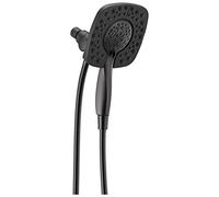 Delta In2ition Pommeau de douche double 2 en 1 à 4 réglages avec pulvérisateur à main, pommeau de douche amovible noir mat avec tuyau, débit de 1,75 GPM, noir mat 58498-BL