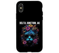Delta Junction Alaska Lunettes de Soleil Motif Chat et Fleurs Coque pour iPhone X/XS